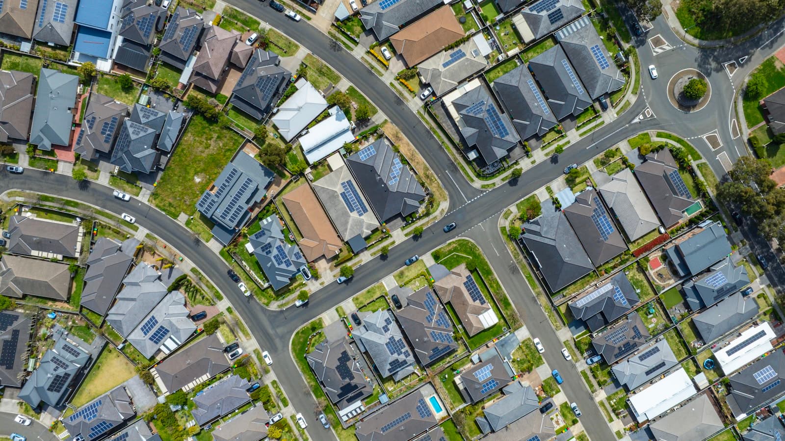 Aerial view of an Australian suburb